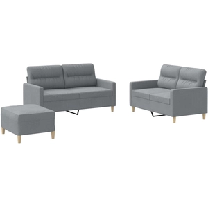 vidaXL Ensemble de canapés 3 pcs coussins gris clair tissu pas cher