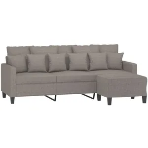 vidaXL Canapé à 3 places avec repose-pieds Taupe 180 cm Tissu
