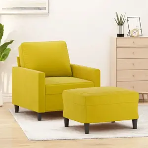vidaXL Fauteuil avec repose-pied jaune 60 cm veloursVendu parfnac-be