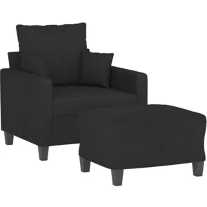 vidaXL Fauteuil avec repose-pied Noir 60 cm Tissu pas cher