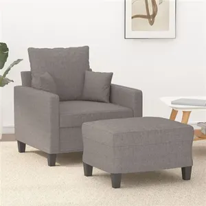 vidaXL Fauteuil avec repose-pied Taupe 60 cm Tissu pas cher