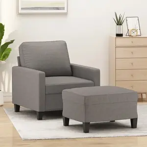 vidaXL Fauteuil avec repose-pied Taupe 60 cm Tissu pas cher
