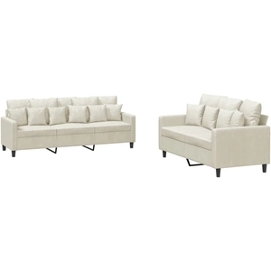 vidaXL Ensemble de canapés 2 pcs avec coussins Crème Velours pas cher