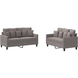 vidaXL Ensemble de canapés 2 pcs avec coussins Taupe Tissu pas cher