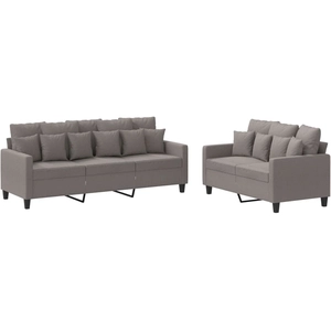 vidaXL Ensemble de canapés 3 pcs avec coussins Taupe Tissu pas cher