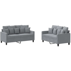 vidaXL Vidaxl Ensemble De Canapés 2 Pcs Avec Coussins Gris Clair Tissu pas cher
