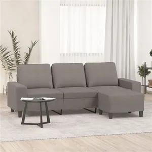 vidaXL Canapé à 3 places avec repose-pieds Taupe 180 cm Tissu pas cher
