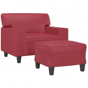 vidaXL Fauteuil avec repose-pied Rouge bordeaux 60 cm Similicuir pas cher