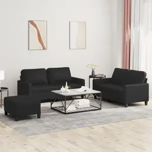vidaXL Ensemble de canapés 3 pcs avec coussins Noir Similicuir pas cher