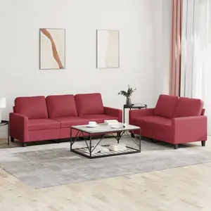 vidaXL Ensemble de canapés 2 pcs et coussins Rouge bordeaux Similicuir pas cher