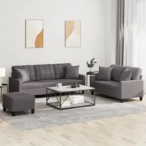 vidaXL Vidaxl Ensemble De Canapés 3 Pcs Avec Coussins Gris Similicuir pas cher