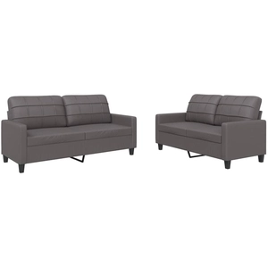 Comparateur de prix : vidaXL Ensemble de canapés 3 pcs avec coussins Gris Similicuir