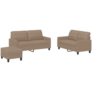 vidaXL Ensemble de canapés 3 pcs avec coussins Cappuccino Similicuir pas cher