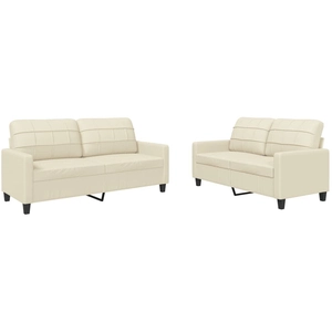 Comparateur de prix : vidaXL Ensemble de canapés 2 pcs avec coussins Crème Similicuir