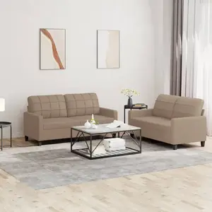 vidaXL Ensemble de canapés 2 pcs avec coussins Cappuccino Similicuir pas cher