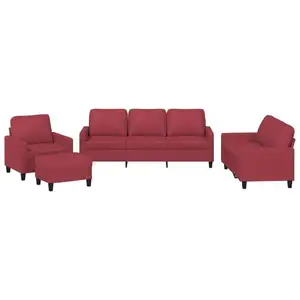 vidaXL Ensemble de canapés 4 pcs et coussins Rouge bordeaux Similicuir pas cher