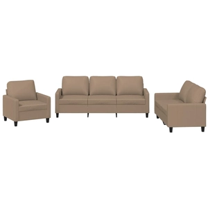vidaXL Ensemble de canapés 4 pcs avec coussins Cappuccino Similicuir pas cher