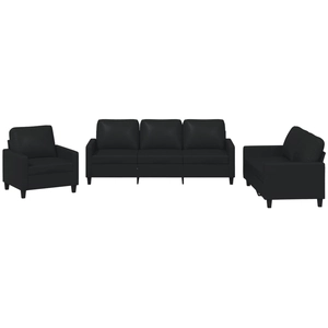 vidaXL Ensemble de canapés 4 pcs avec coussins Noir Similicuir pas cher