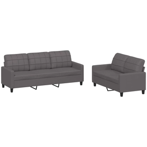 vidaXL Ensemble de canapés 2 pcs avec coussins Gris Similicuir 3201380 pas cher