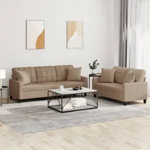 vidaXL Ensemble de canapés 2 pcs avec coussins cappuccino similicuir