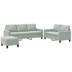 vidaXL Ensemble de canapés 3 pcs avec coussins Gris clair Velours pas cher