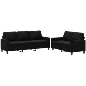 vidaXL Ensemble de canapés 3 pcs avec coussins Noir Velours pas cher