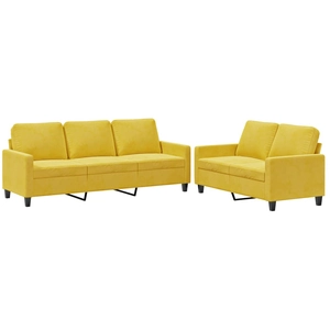 vidaXL Ensemble de canapés 3 pcs avec coussins Jaune Velours pas cher