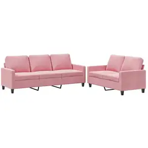 vidaXL Vidaxl Ensemble De Canapés 2 Pcs Avec Coussins Rose Velours pas cher