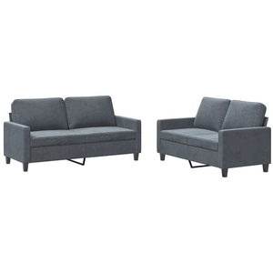 vidaXL Ensemble de canapés 2 pcs avec coussins Gris foncé Velours pas cher