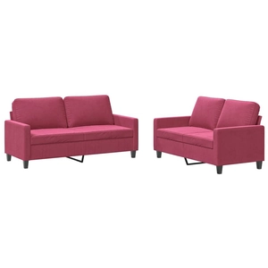 Comparateur de prix : vidaXL Ensemble de canapés 2 pcs avec coussins Rouge bordeaux Velours