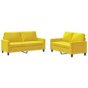 vidaXL Ensemble de canapés 2 pcs avec coussins Jaune Velours