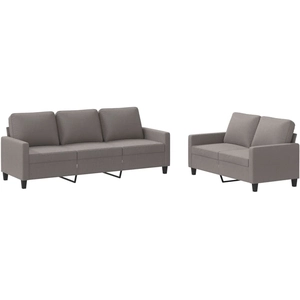 vidaXL Ensemble de canapés 2 pcs avec coussins Taupe Tissu pas cher