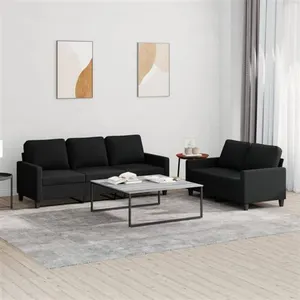 vidaXL Ensemble de canapés 2 pcs avec coussins Noir Tissu pas cher