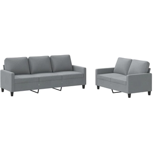 vidaXL Ensemble de canapés 2 pcs avec coussins Gris clair Tissu pas cher