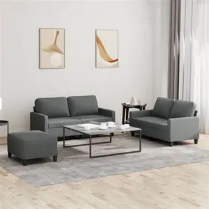 vidaXL Ensemble de canapés 3 pcs avec coussins Gris foncé Tissu pas cher