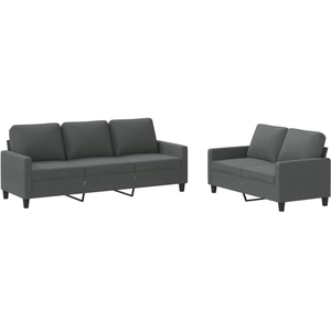 vidaXL Ensemble de canapés 2 pcs avec coussins Gris foncé Tissu pas cher