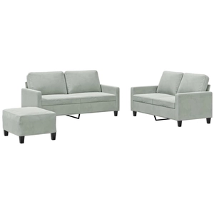 Comparateur de prix : vidaXL Ensemble de canapés 3 pcs avec coussins Gris clair Velours