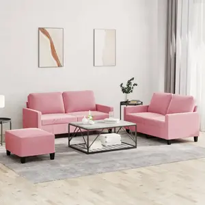 vidaXL Ensemble de canapés 3 pcs avec coussins Rose Velours pas cher