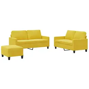 vidaXL Ensemble de canapés 3 pcs avec coussins Jaune Velours pas cher