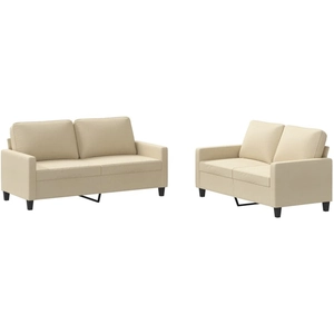 Comparateur de prix : vidaXL Ensemble de canapés 2 pcs avec coussins Crème Tissu