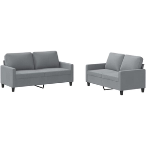 vidaXL Ensemble de canapés 2 pcs avec coussins Gris clair Tissu pas cher