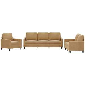 vidaXL Ensemble de canapés 3 pcs avec coussins Marron Velours pas cher