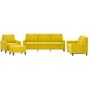 vidaXL Ensemble de canapés 4 pcs avec coussins Jaune Velours pas cher
