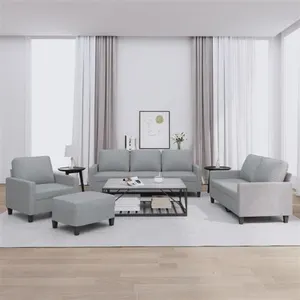 vidaXL Ensemble de canapés 4 pcs avec coussins Gris clair Tissu