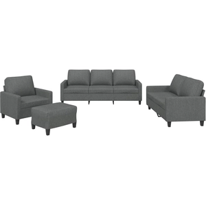 vidaXL Ensemble de canapés 4 pcs avec coussins Gris foncé Tissu