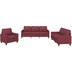 vidaXL Ensemble de canapés 3 pcs avec coussins Rouge bordeaux Tissu pas cher