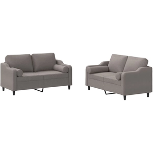 vidaXL Ensemble de canapés 2 pcs avec coussins taupe tissu pas cher