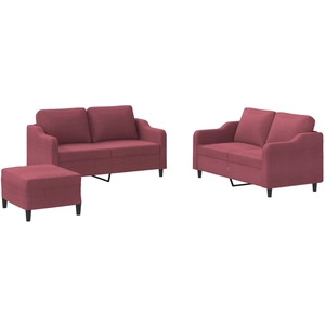 vidaXL Ensemble de canapés 2 pcs avec coussins rouge bordeaux tissu pas cher