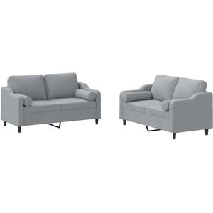 vidaXL Ensemble de canapés 2 pcs coussins gris clair tissu pas cher