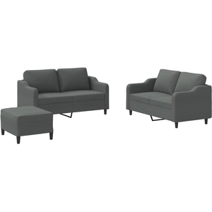 vidaXL Ensemble de canapés 2 pcs coussins gris foncé tissu pas cher